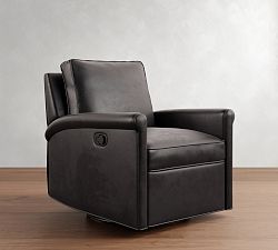 Tyler Roll Arm Leather Swivel Recliner