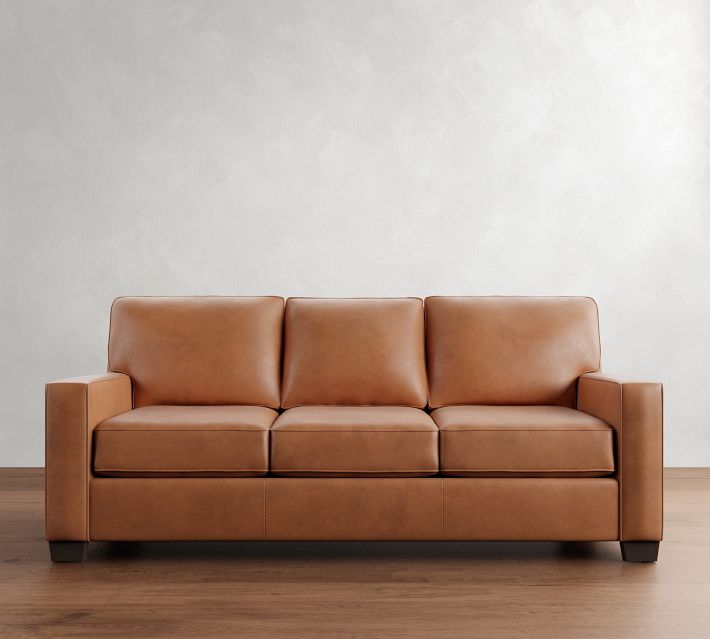 Turner Square Arm Leather Sleeper Sofa (58