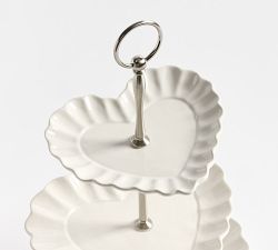Heirloom Scalloped Heart Stoneware Tiered Stand