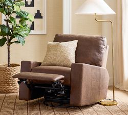 Turner Square Arm Leather Power Swivel Glider Recliner