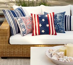 Stars and Stripes Embroidered Outdoor Pillow