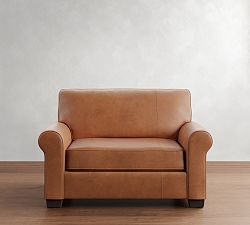 Buchanan Roll Arm Leather Sleeper Sofa  (56")