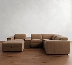 Ultra Lounge Square Arm Leather Reclining 6-Piece Sectional (130")