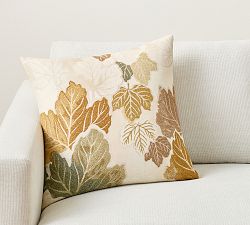 Fall Leaves Embroidered Pillow