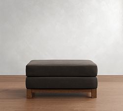 Jake Leather Brindle Wood Base Ottoman