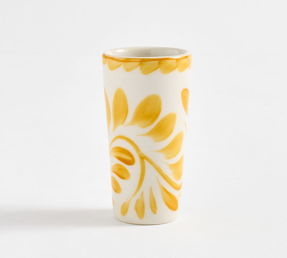 Puebla Porcelain Shot Glasses - Set of 4 - Set of 4 - Yellow/White