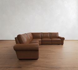 Big Sur Roll Arm Leather Power Reclining L Shaped Sectional (122")