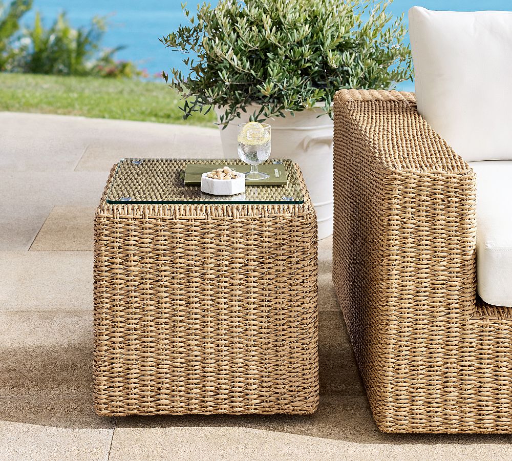 Kostas Wicker Square Outdoor Side Table