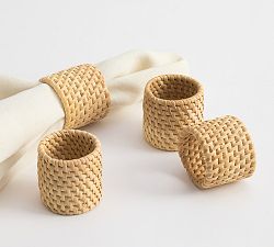 Tava Handwoven Rattan Round Napkin Rings - Set of 4