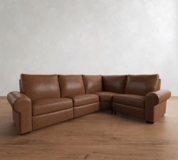 Big Sur Roll Arm Leather Reversible Power Reclining Sectional (122")