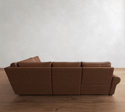 Big Sur Roll Arm Leather Reversible Power Reclining Sectional (122")