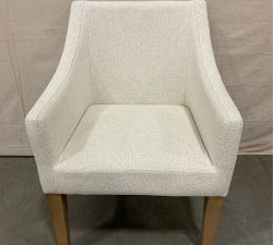 Open Box: Classic Slope Arm Upholstered Dining Armchair - Performance Boucle Oatmeal, Seadrift Legs