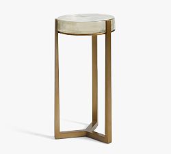 Open Box: Cori Round Recycled Glass Accent Table (10") - Recycled Clear Glass &amp; Brass