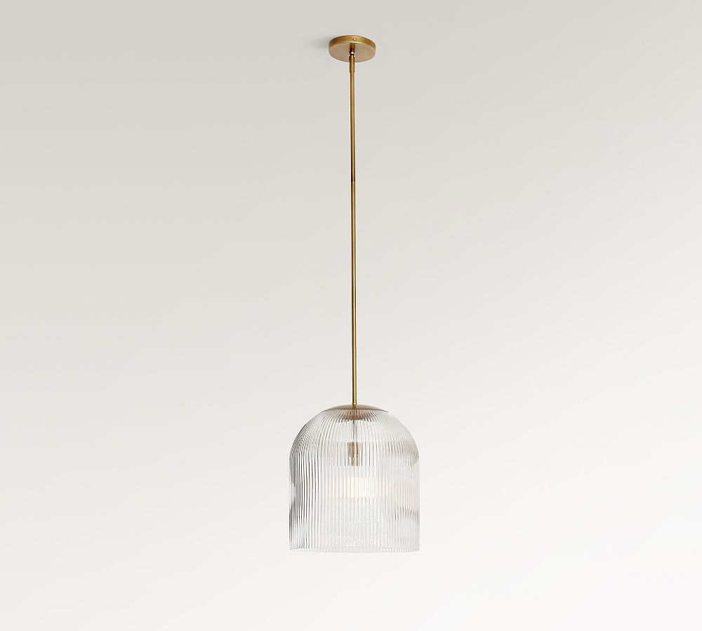 Pottery Barn ガラス/天井照明　① Cooper Ribbed Glass Pendant (10