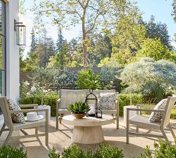 Pomona Faux Travertine Round Outdoor Coffee Table (36")