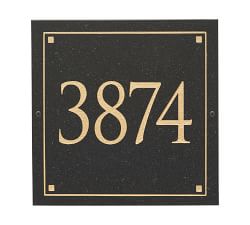 Black Granite Square Trajan Engraved Address Sign