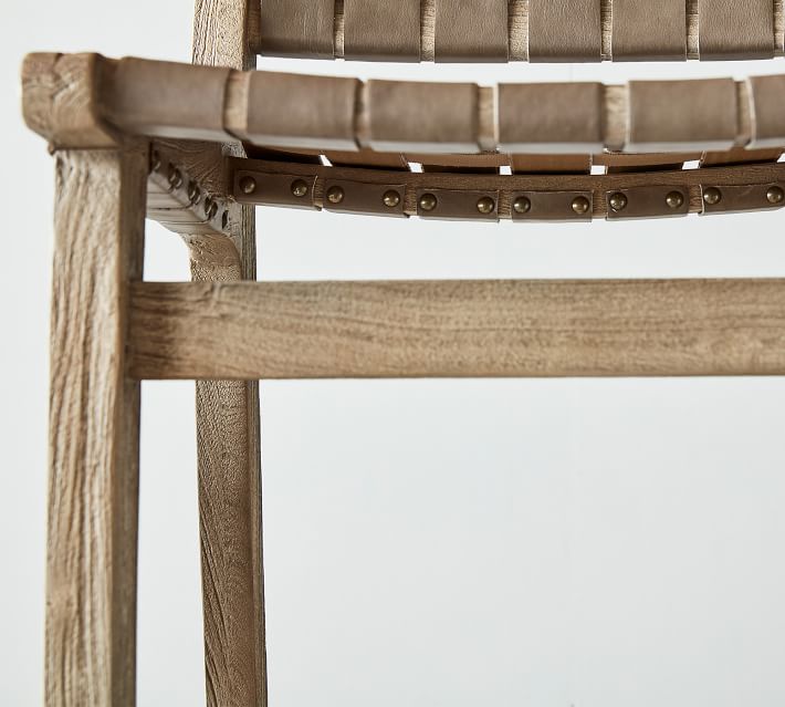 Fenton Woven Leather Stool | Pottery Barn