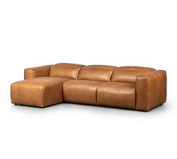 Lennox 3-Piece Leather Power Reclining Chaise Sectional (121")