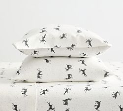 Rustic Reindeer Cotton Flannel Pillowcases - Set of 2