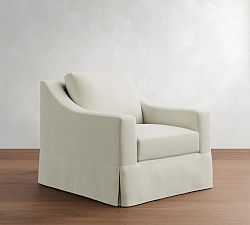York Slope Arm Slipcovered Swivel Chair