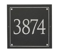 Black Granite Square Trajan Engraved Address Sign