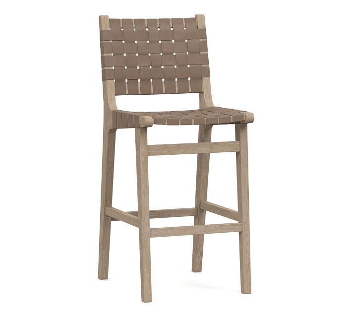 本革スツール～Woven leather stool～ Fenton Woven Leather Barstool - Elegant Seating | Pottery Barn