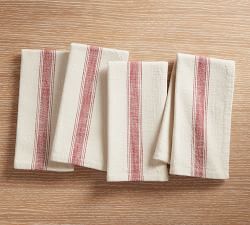 French Striped Organic Cotton Napkins - Set of 4
