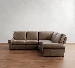 Turner Roll Arm Leather Reversible Power Reclining Sectional (115"&ndash;128")