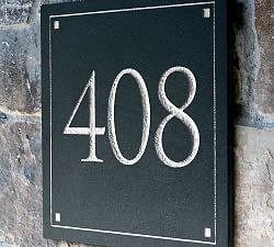 Black Granite Square Trajan Engraved Address Sign