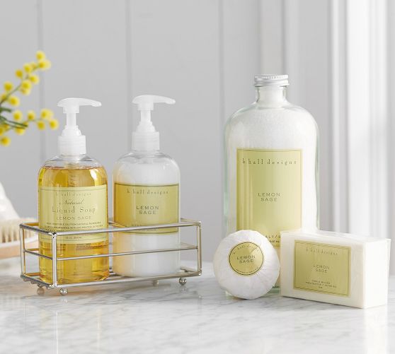 K. Hall Lemon Sage Soap & Lotion Caddy Set | Pottery Barn