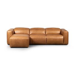 Lennox 3-Piece Leather Power Reclining Chaise Sectional (121")