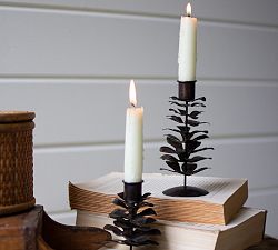 Metal Pinecone Candle Holders - Set of 2