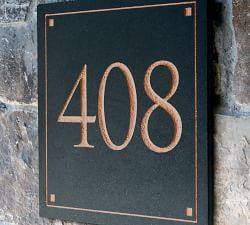 Black Granite Square Trajan Engraved Address Sign