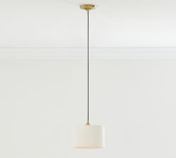 Linen Drum Shade Cord Pendant (10"-14")