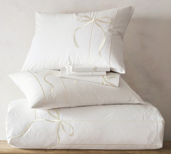 Monique Lhuillier Nell Embroidered Bow Duvet Cover - Thumbnail 4