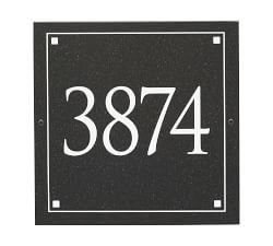 Black Granite Square Trajan Engraved Address Sign