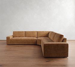Rutherford Leather 3-Piece L-Shaped Wedge Sectional (137")