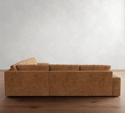 Rutherford Leather 3-Piece L-Shaped Wedge Sectional (137")