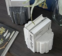 White Marble Book Ends - Set of 2