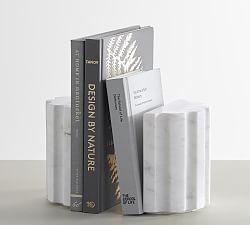 White Marble Book Ends - Set of 2