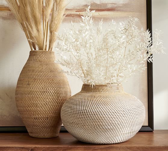 Woven Rattan Vases