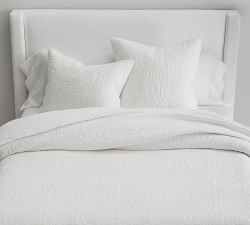 Belgian Flax Linen Floral Stitch Quilted Sham