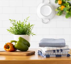 Farmhouse Woven Cotton Kitchen Towels - Set of 5