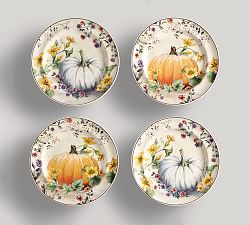 Botanical Harvest Pumpkin Stoneware Salad Plates - Set of 4
