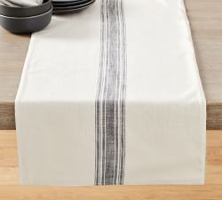 French Striped Organic Cotton Grain Sack Table Runner