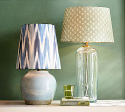 Miller Ceramic Bedside Lamp with Kravet Ikat Shade (25")