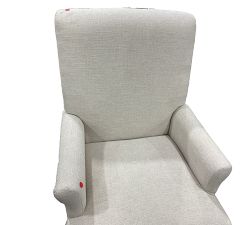 Open Box: PB Comfort Roll Arm Upholstered Dining Armchair - Basketweave Slub Oatmeal, Espresso Legs