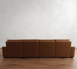 Big Sur Square Arm Leather Power Reclining Double Chaise Sectional (146"-170")