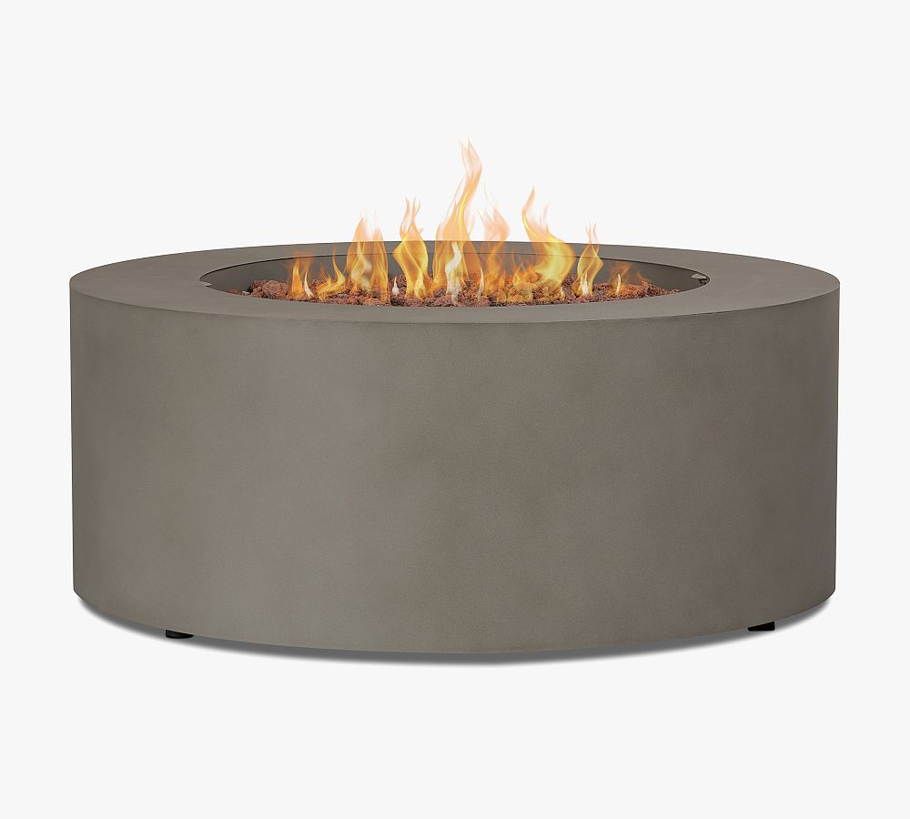 Burrows Steel Round Propane Fire Pit Table with Lid Cover (36") - Mist Gray