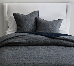 Open Box: European Flax Linen Waffle Quilt, King/ Cal. King - Midnight